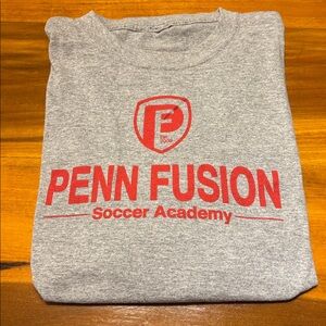 Men’s Large Grey Penn Fusion Soccer Academy Tryout Shortsleeved Tee Shirt